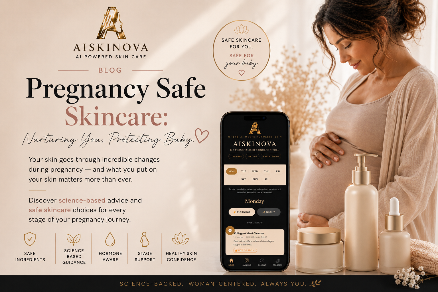 Pregnancy-safe skincare routine — AISKINOVA ingredient guide for pregnancy